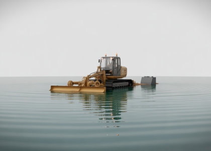 Small dredge removing sediment from a pond