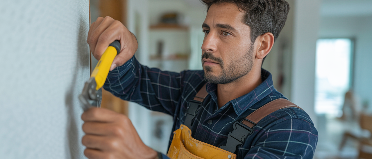 Professional handyman performing home repairs in a modern Atlanta residence with tools, representing handyman services in Atlanta, GA