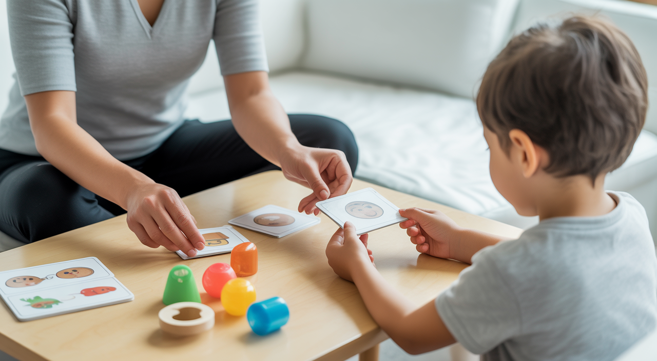 Parent and child participating in a short-term ABA therapy session in North Carolina